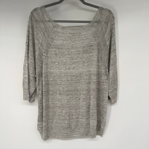 Zadig & Voltaire 100% Linen Elbow Sleeve Embellished Sweater Women's Size M Gray - Picture 3 of 9